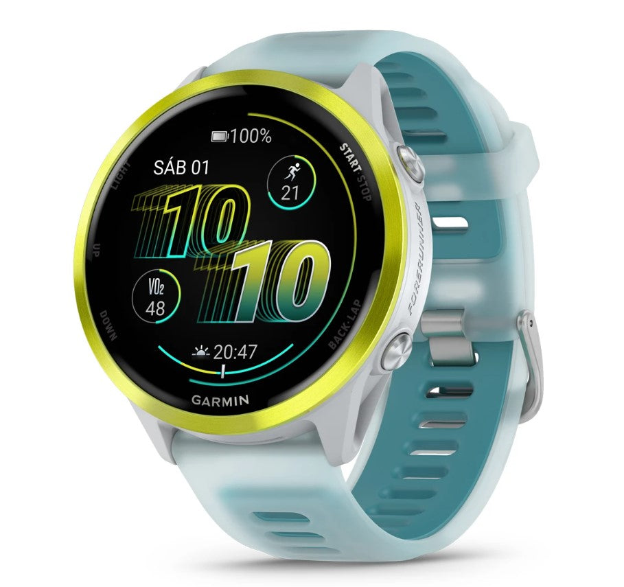 Forerunner® 570 - 47MM Whitestone/Amp Yellow – Garmin Chile