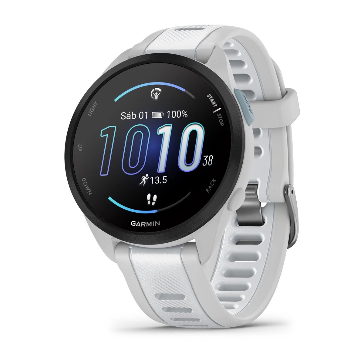 時計 GARMIN FORERUNNER 165 MUSIC Forerunner® 165 Music Gris niebla/blanco piedra – Garmin Chile