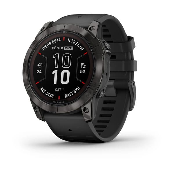 fenix® 7X Pro – Sapphire Solar, Carbon Gray DLC Titanium with Black Band