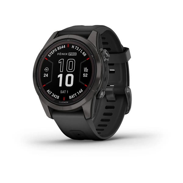 fenix® 7S Pro – Sapphire Solar, Carbon Gray DLC Titanium with Black Band