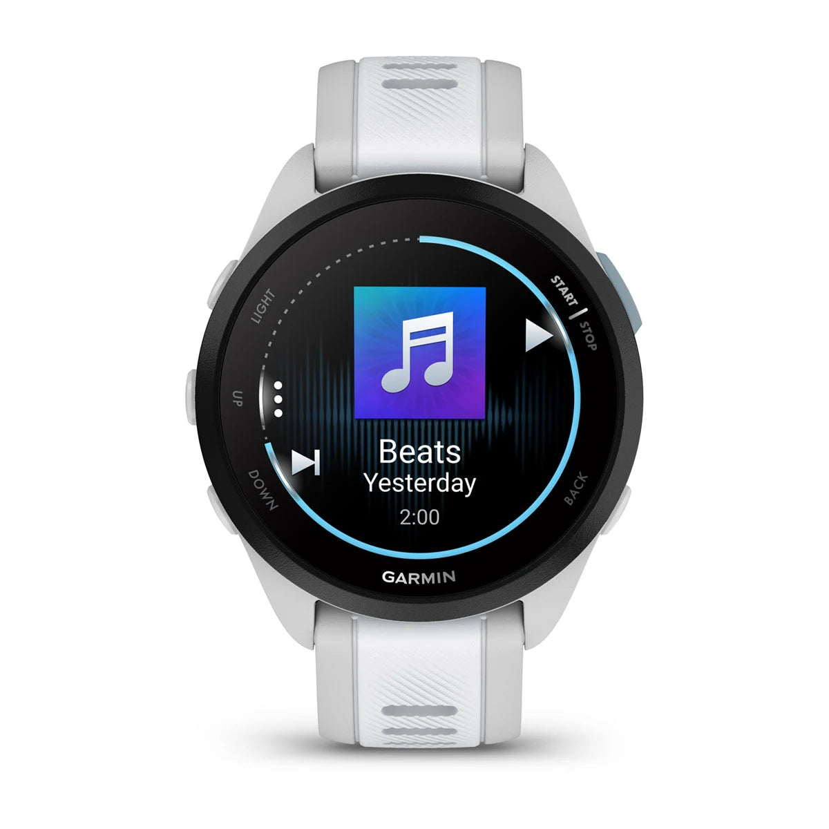 Forerunner® 165 Music Gris niebla/blanco piedra – Garmin Chile