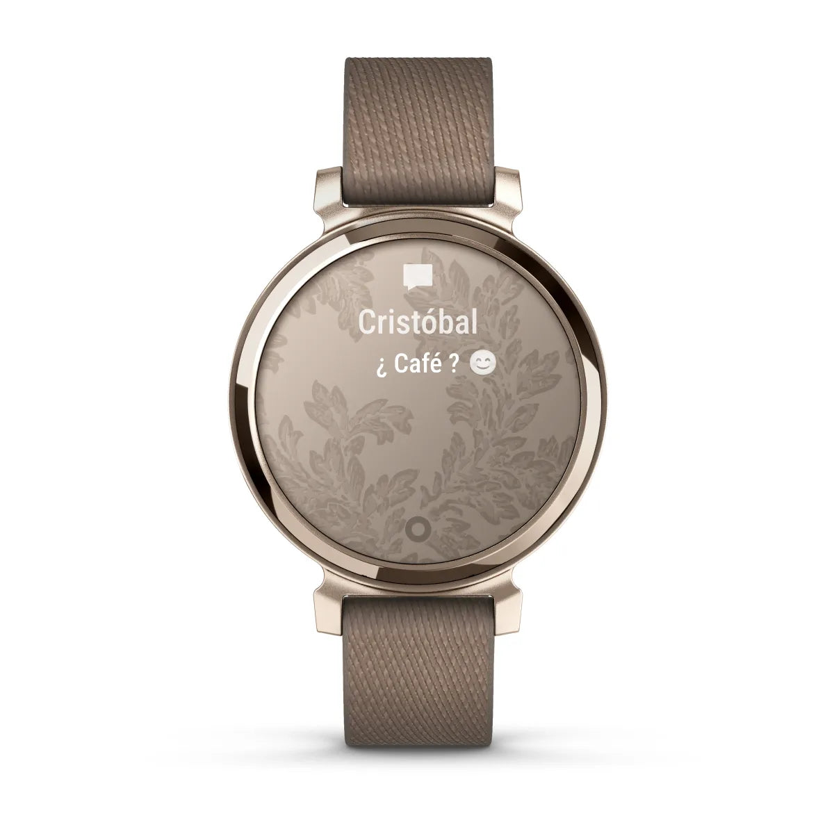 Lily® 2 Classic Oro crema con correa de tela color café – Garmin Chile