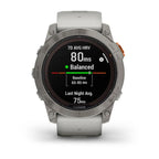 fenix® 7X Pro – Sapphire Solar, Titanium with Fog Gray/Ember Orange Band