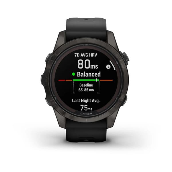 fenix® 7S Pro – Sapphire Solar, Carbon Gray DLC Titanium with Black Band