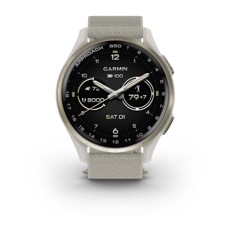 Approach S50 - 43 mm, Nylon Ivory Cream Gold. – Garmin Chile