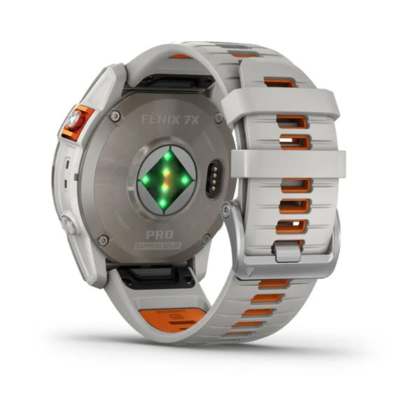fenix® 7X Pro – Sapphire Solar, Titanium with Fog Gray/Ember Orange Band