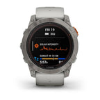 fenix® 7X Pro – Sapphire Solar, Titanium with Fog Gray/Ember Orange Band