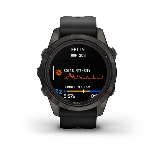 fenix® 7S Pro – Sapphire Solar, Carbon Gray DLC Titanium with Black Band